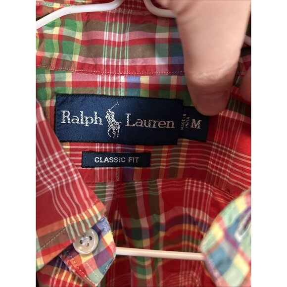 Ralph Lauren Shirt Men's Plaid Button Down Classic Fit Short Sleeve Colorful Med - Picture 2 of 4
